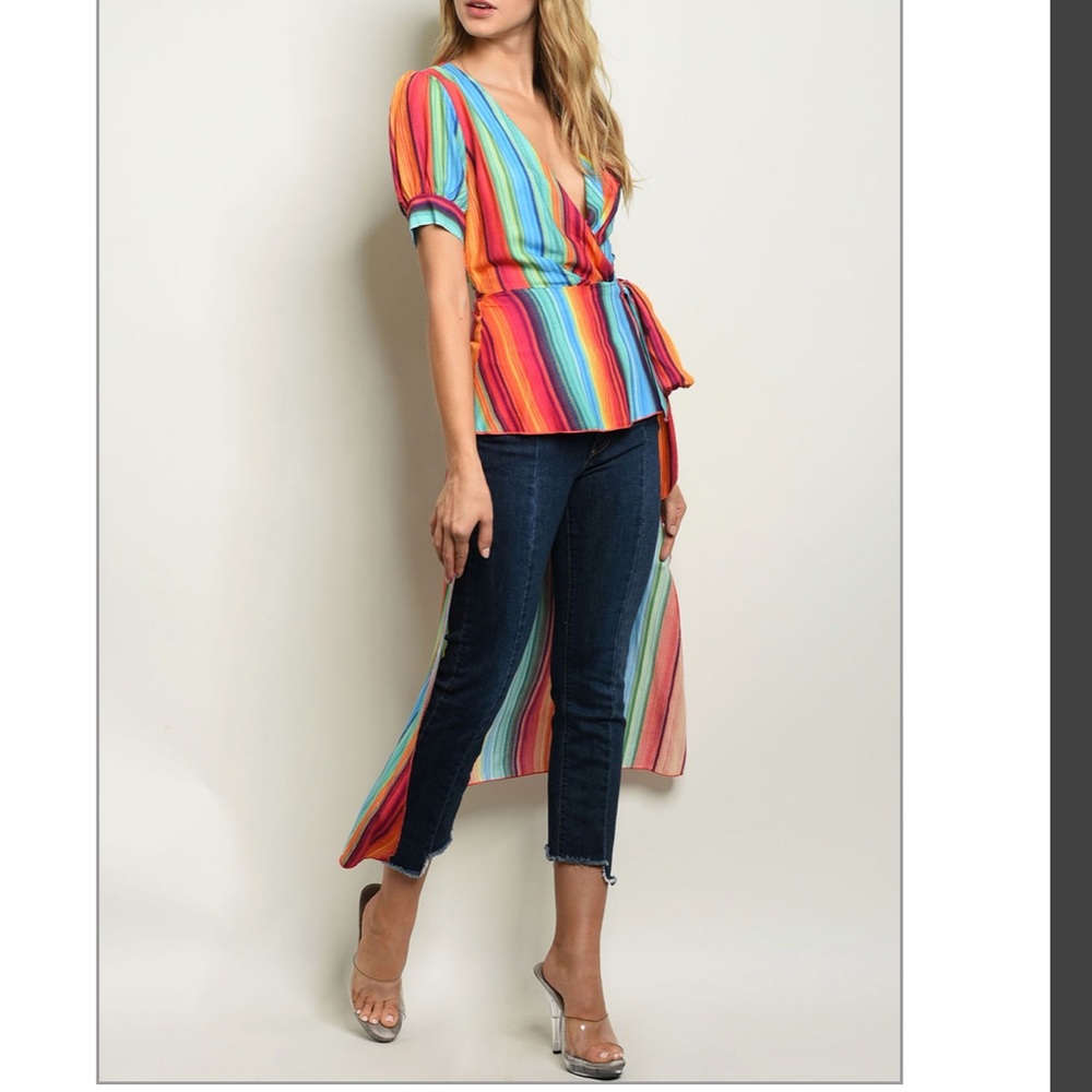 Elegant Red Striped Top